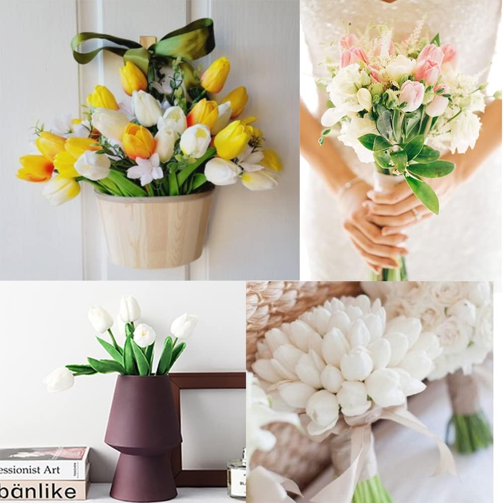 Real Touch Purple Tulips 24PCS Artificial Flowers for Decoraion Fake Tulips Purple Flowers Floral Arrangements Faux Tulip Decor for Table Home Decor Baby Shower Centerpieces