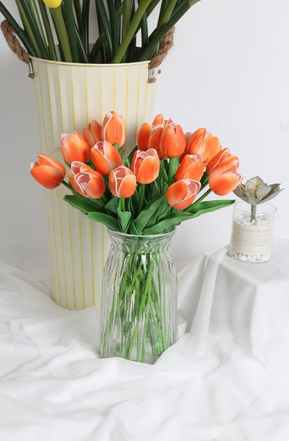 Real Touch Purple Tulips 24PCS Artificial Flowers for Decoraion Fake Tulips Purple Flowers Floral Arrangements Faux Tulip Decor for Table Home Decor Baby Shower Centerpieces