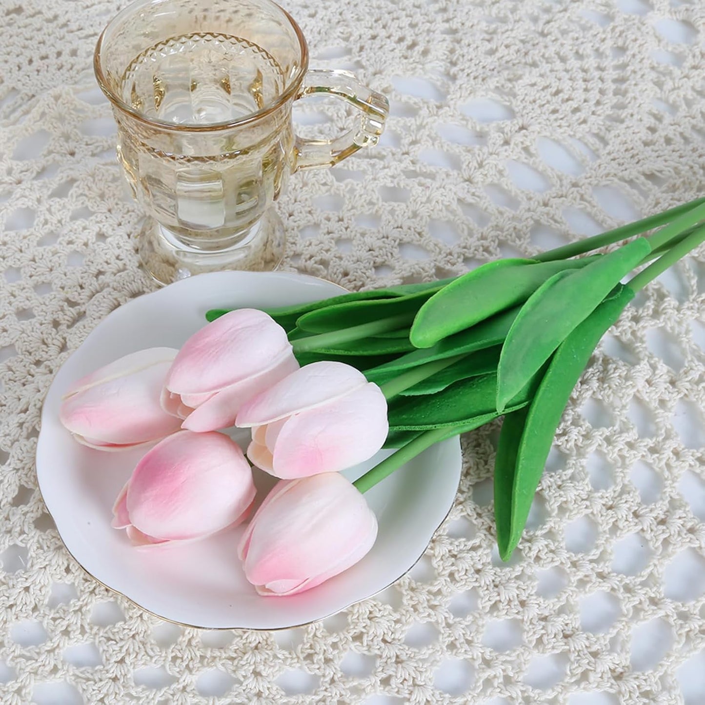 Real Touch Purple Tulips 24PCS Artificial Flowers for Decoraion Fake Tulips Purple Flowers Floral Arrangements Faux Tulip Decor for Table Home Decor Baby Shower Centerpieces