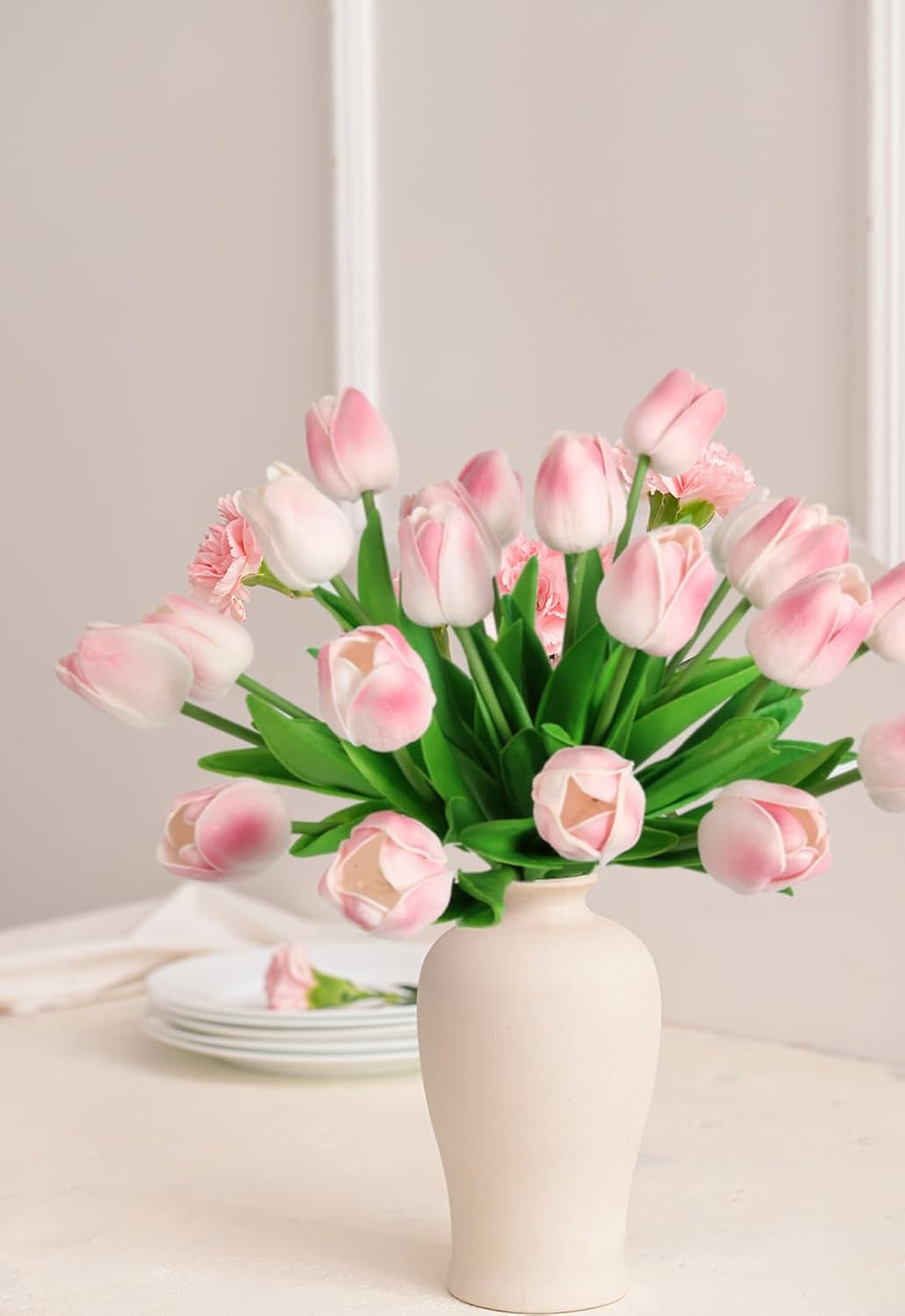 Real Touch Purple Tulips 24PCS Artificial Flowers for Decoraion Fake Tulips Purple Flowers Floral Arrangements Faux Tulip Decor for Table Home Decor Baby Shower Centerpieces