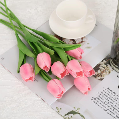 Real Touch Purple Tulips 24PCS Artificial Flowers for Decoraion Fake Tulips Purple Flowers Floral Arrangements Faux Tulip Decor for Table Home Decor Baby Shower Centerpieces
