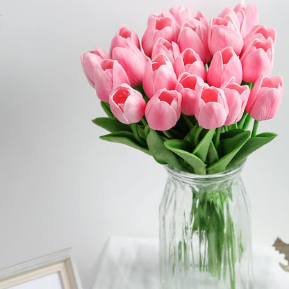 Real Touch Purple Tulips 24PCS Artificial Flowers for Decoraion Fake Tulips Purple Flowers Floral Arrangements Faux Tulip Decor for Table Home Decor Baby Shower Centerpieces