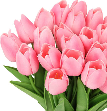 Real Touch Purple Tulips 24PCS Artificial Flowers for Decoraion Fake Tulips Purple Flowers Floral Arrangements Faux Tulip Decor for Table Home Decor Baby Shower Centerpieces