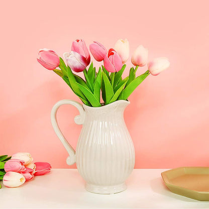 Real Touch Purple Tulips 24PCS Artificial Flowers for Decoraion Fake Tulips Purple Flowers Floral Arrangements Faux Tulip Decor for Table Home Decor Baby Shower Centerpieces
