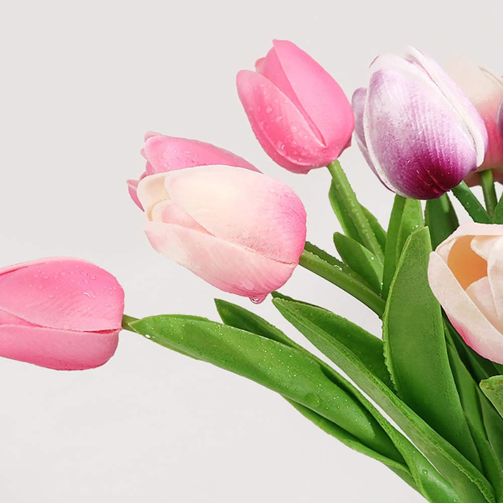 Real Touch Purple Tulips 24PCS Artificial Flowers for Decoraion Fake Tulips Purple Flowers Floral Arrangements Faux Tulip Decor for Table Home Decor Baby Shower Centerpieces