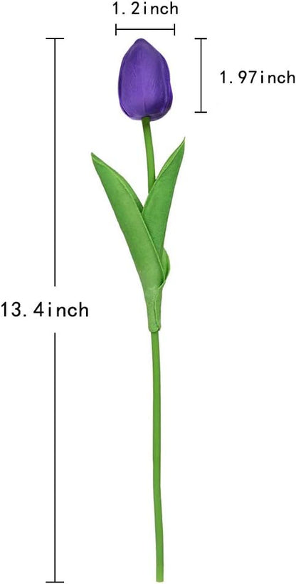 Real Touch Purple Tulips 24PCS Artificial Flowers for Decoraion Fake Tulips Purple Flowers Floral Arrangements Faux Tulip Decor for Table Home Decor Baby Shower Centerpieces