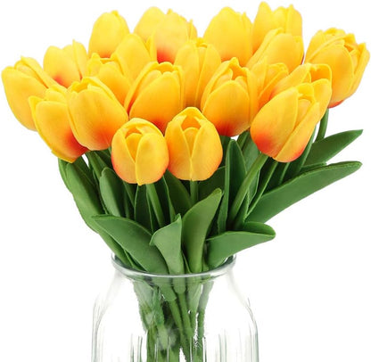 Real Touch Purple Tulips 24PCS Artificial Flowers for Decoraion Fake Tulips Purple Flowers Floral Arrangements Faux Tulip Decor for Table Home Decor Baby Shower Centerpieces