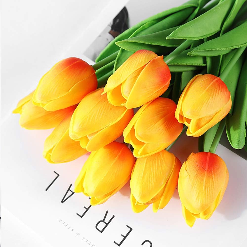 Real Touch Purple Tulips 24PCS Artificial Flowers for Decoraion Fake Tulips Purple Flowers Floral Arrangements Faux Tulip Decor for Table Home Decor Baby Shower Centerpieces