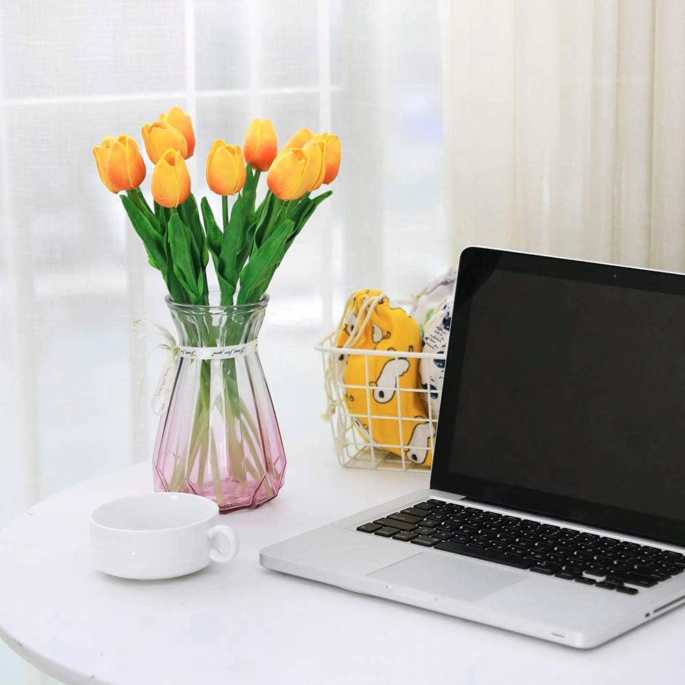 Real Touch Purple Tulips 24PCS Artificial Flowers for Decoraion Fake Tulips Purple Flowers Floral Arrangements Faux Tulip Decor for Table Home Decor Baby Shower Centerpieces