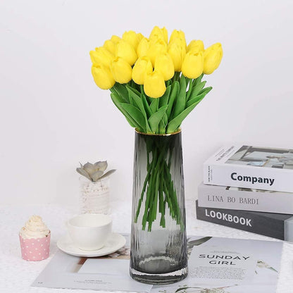 Real Touch Purple Tulips 24PCS Artificial Flowers for Decoraion Fake Tulips Purple Flowers Floral Arrangements Faux Tulip Decor for Table Home Decor Baby Shower Centerpieces