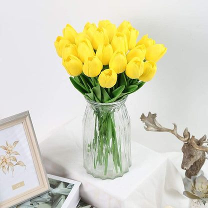 Real Touch Purple Tulips 24PCS Artificial Flowers for Decoraion Fake Tulips Purple Flowers Floral Arrangements Faux Tulip Decor for Table Home Decor Baby Shower Centerpieces