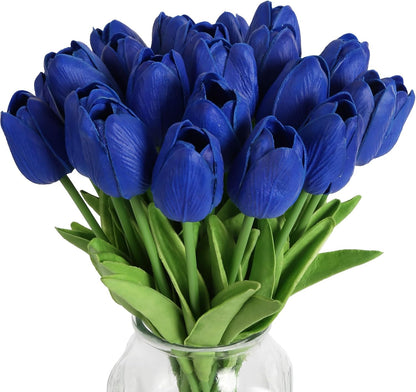 Real Touch Purple Tulips 24PCS Artificial Flowers for Decoraion Fake Tulips Purple Flowers Floral Arrangements Faux Tulip Decor for Table Home Decor Baby Shower Centerpieces