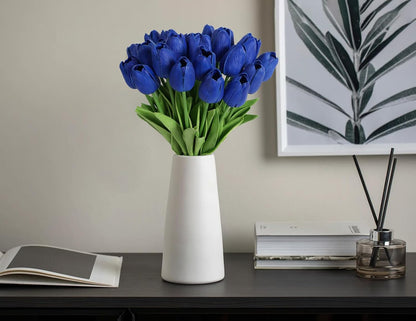Real Touch Purple Tulips 24PCS Artificial Flowers for Decoraion Fake Tulips Purple Flowers Floral Arrangements Faux Tulip Decor for Table Home Decor Baby Shower Centerpieces