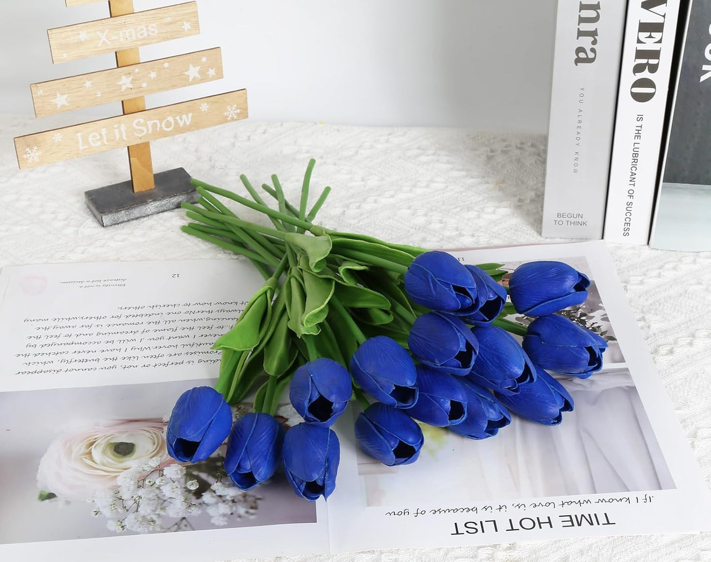 Real Touch Purple Tulips 24PCS Artificial Flowers for Decoraion Fake Tulips Purple Flowers Floral Arrangements Faux Tulip Decor for Table Home Decor Baby Shower Centerpieces