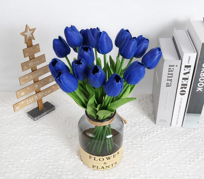 Real Touch Purple Tulips 24PCS Artificial Flowers for Decoraion Fake Tulips Purple Flowers Floral Arrangements Faux Tulip Decor for Table Home Decor Baby Shower Centerpieces