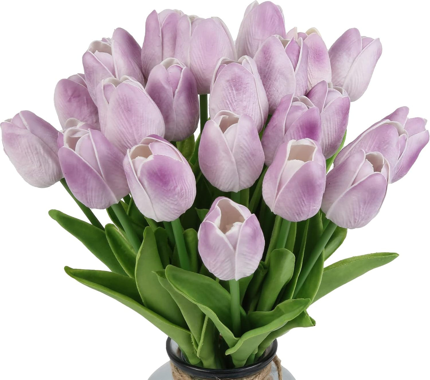 Real Touch Purple Tulips 24PCS Artificial Flowers for Decoraion Fake Tulips Purple Flowers Floral Arrangements Faux Tulip Decor for Table Home Decor Baby Shower Centerpieces