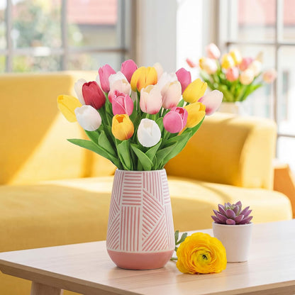 Real Touch Purple Tulips 24PCS Artificial Flowers for Decoraion Fake Tulips Purple Flowers Floral Arrangements Faux Tulip Decor for Table Home Decor Baby Shower Centerpieces