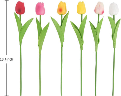 Real Touch Purple Tulips 24PCS Artificial Flowers for Decoraion Fake Tulips Purple Flowers Floral Arrangements Faux Tulip Decor for Table Home Decor Baby Shower Centerpieces