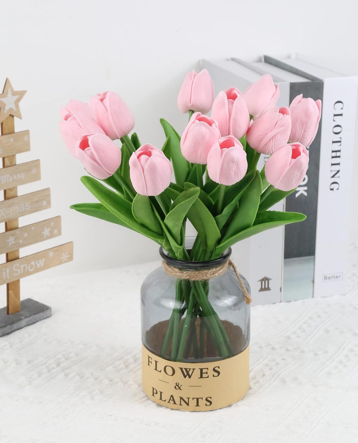 Real Touch Purple Tulips 24PCS Artificial Flowers for Decoraion Fake Tulips Purple Flowers Floral Arrangements Faux Tulip Decor for Table Home Decor Baby Shower Centerpieces
