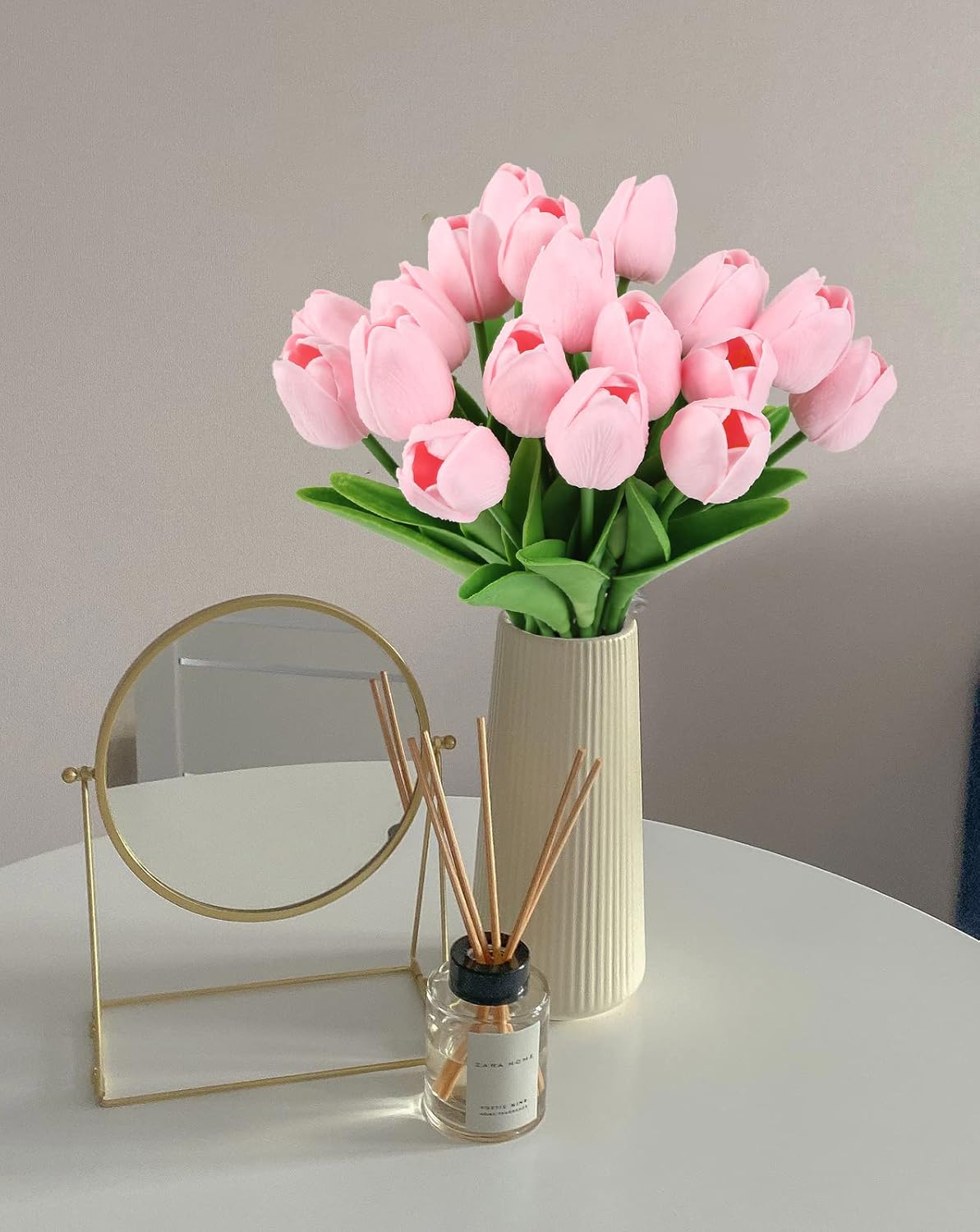 Real Touch Purple Tulips 24PCS Artificial Flowers for Decoraion Fake Tulips Purple Flowers Floral Arrangements Faux Tulip Decor for Table Home Decor Baby Shower Centerpieces