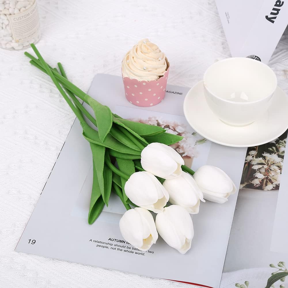Real Touch Purple Tulips 24PCS Artificial Flowers for Decoraion Fake Tulips Purple Flowers Floral Arrangements Faux Tulip Decor for Table Home Decor Baby Shower Centerpieces