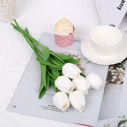 Real Touch Purple Tulips 24PCS Artificial Flowers for Decoraion Fake Tulips Purple Flowers Floral Arrangements Faux Tulip Decor for Table Home Decor Baby Shower Centerpieces