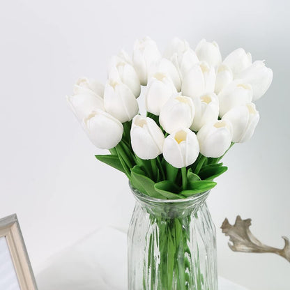 Real Touch Purple Tulips 24PCS Artificial Flowers for Decoraion Fake Tulips Purple Flowers Floral Arrangements Faux Tulip Decor for Table Home Decor Baby Shower Centerpieces