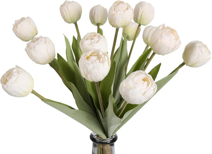 Real Touch Purple Tulips 24PCS Artificial Flowers for Decoraion Fake Tulips Purple Flowers Floral Arrangements Faux Tulip Decor for Table Home Decor Baby Shower Centerpieces