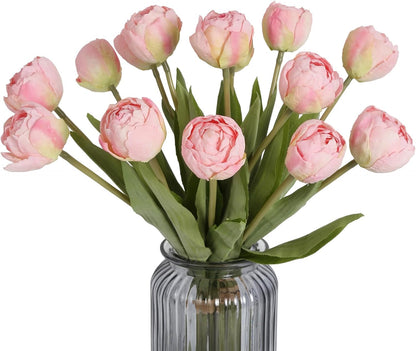 Real Touch Purple Tulips 24PCS Artificial Flowers for Decoraion Fake Tulips Purple Flowers Floral Arrangements Faux Tulip Decor for Table Home Decor Baby Shower Centerpieces