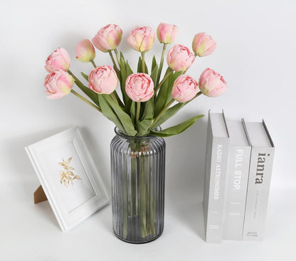 Real Touch Purple Tulips 24PCS Artificial Flowers for Decoraion Fake Tulips Purple Flowers Floral Arrangements Faux Tulip Decor for Table Home Decor Baby Shower Centerpieces