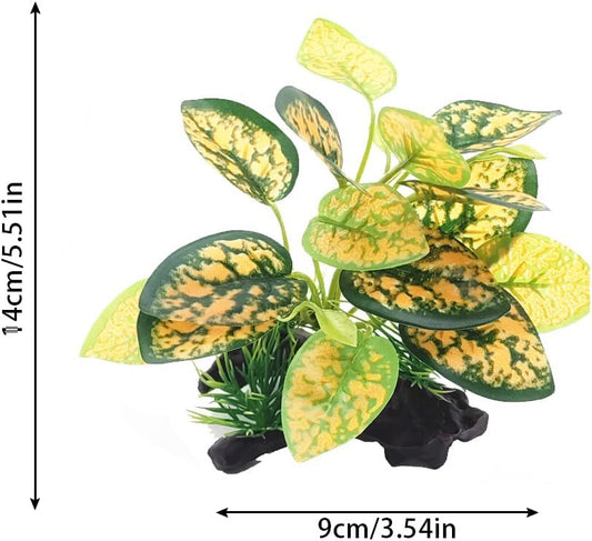 4 Pack Tall Aquarium Plants - Reptile Habitat Plants Realistic Silk Fake Betta Fish Tank Decor for Terrarium Aquascaping