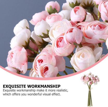 Simulated Camellia Bouquet Pink Artificial Flowers for Wedding Holding Flower Valentine S Day Centerpieces Home Flower Ornament Faux Floral Arrangement 11.81 X 5.90 X 3.93 in