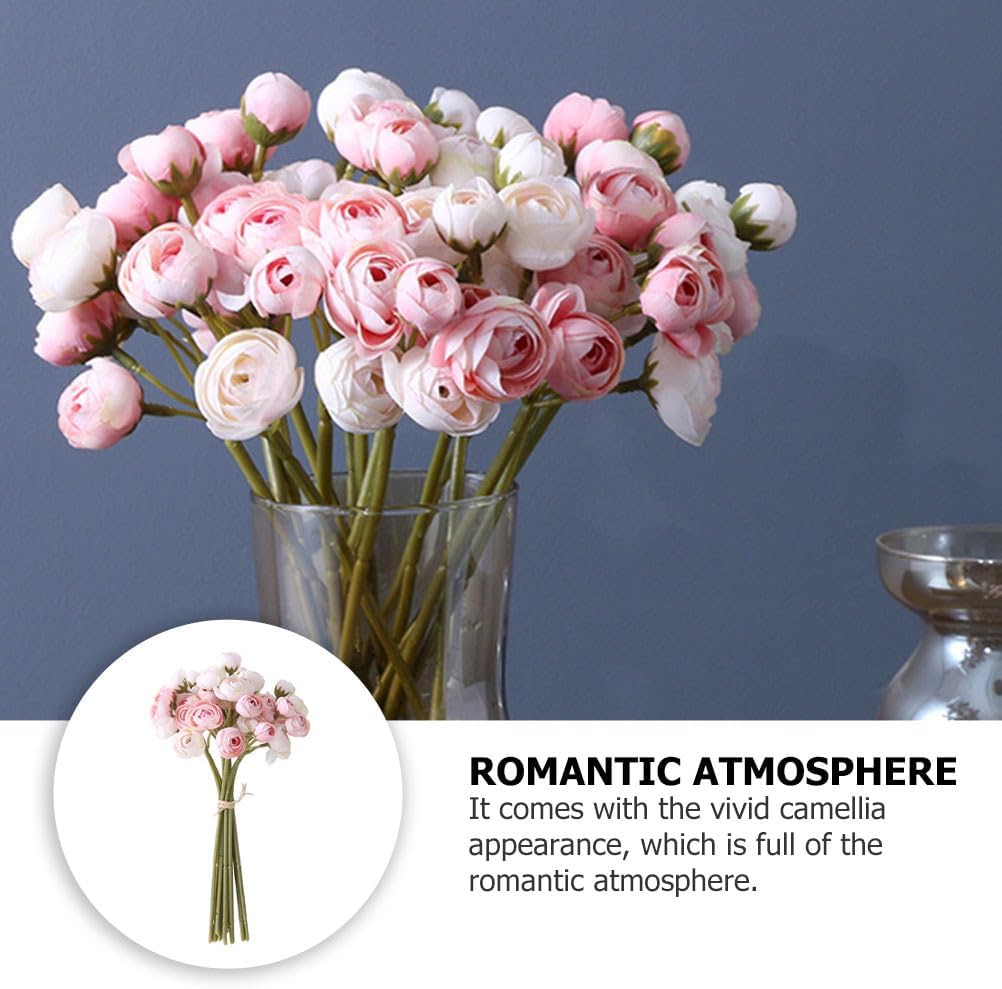 Simulated Camellia Bouquet Pink Artificial Flowers for Wedding Holding Flower Valentine S Day Centerpieces Home Flower Ornament Faux Floral Arrangement 11.81 X 5.90 X 3.93 in