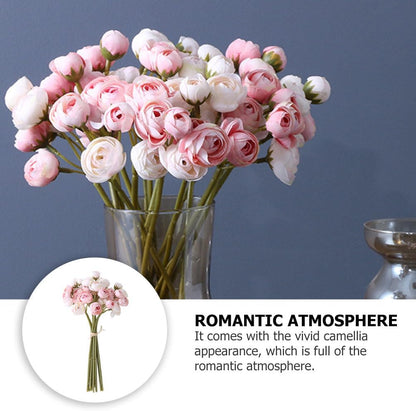 Simulated Camellia Bouquet Pink Artificial Flowers for Wedding Holding Flower Valentine S Day Centerpieces Home Flower Ornament Faux Floral Arrangement 11.81 X 5.90 X 3.93 in
