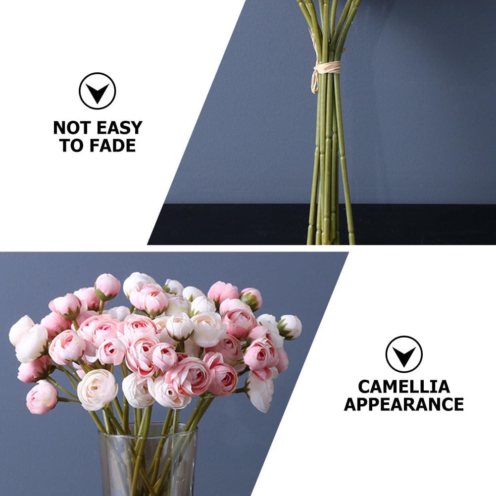 Simulated Camellia Bouquet Pink Artificial Flowers for Wedding Holding Flower Valentine S Day Centerpieces Home Flower Ornament Faux Floral Arrangement 11.81 X 5.90 X 3.93 in