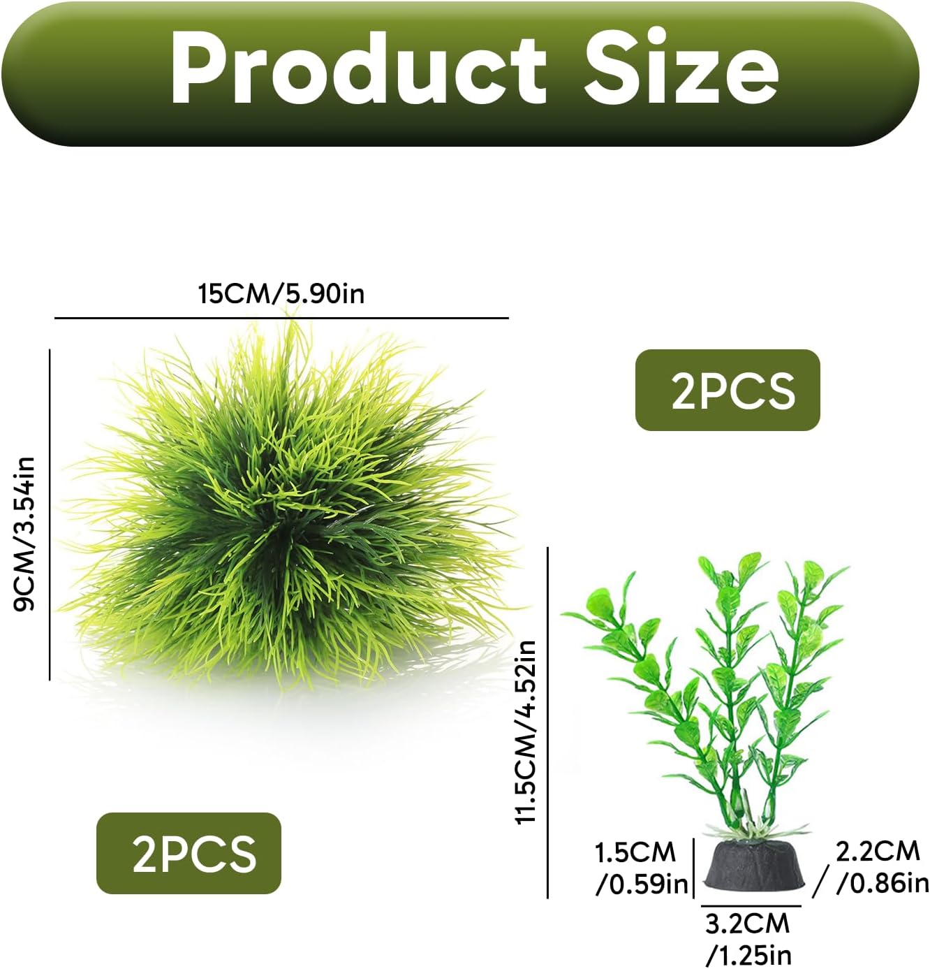 4 Pcs Silk Plants for Fish Tank, Realistic Aquarium Plants Live Decor with Weighted Base, Green Aquascaping Accessories for Betta Tanks, Reptile Terrariums, and Freshwater Setup