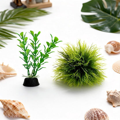 4 Pcs Silk Plants for Fish Tank, Realistic Aquarium Plants Live Decor with Weighted Base, Green Aquascaping Accessories for Betta Tanks, Reptile Terrariums, and Freshwater Setup