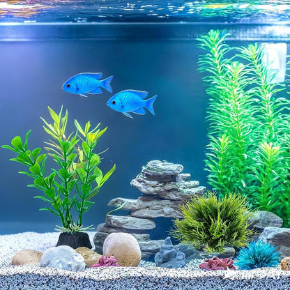 4 Pcs Silk Plants for Fish Tank, Realistic Aquarium Plants Live Decor with Weighted Base, Green Aquascaping Accessories for Betta Tanks, Reptile Terrariums, and Freshwater Setup