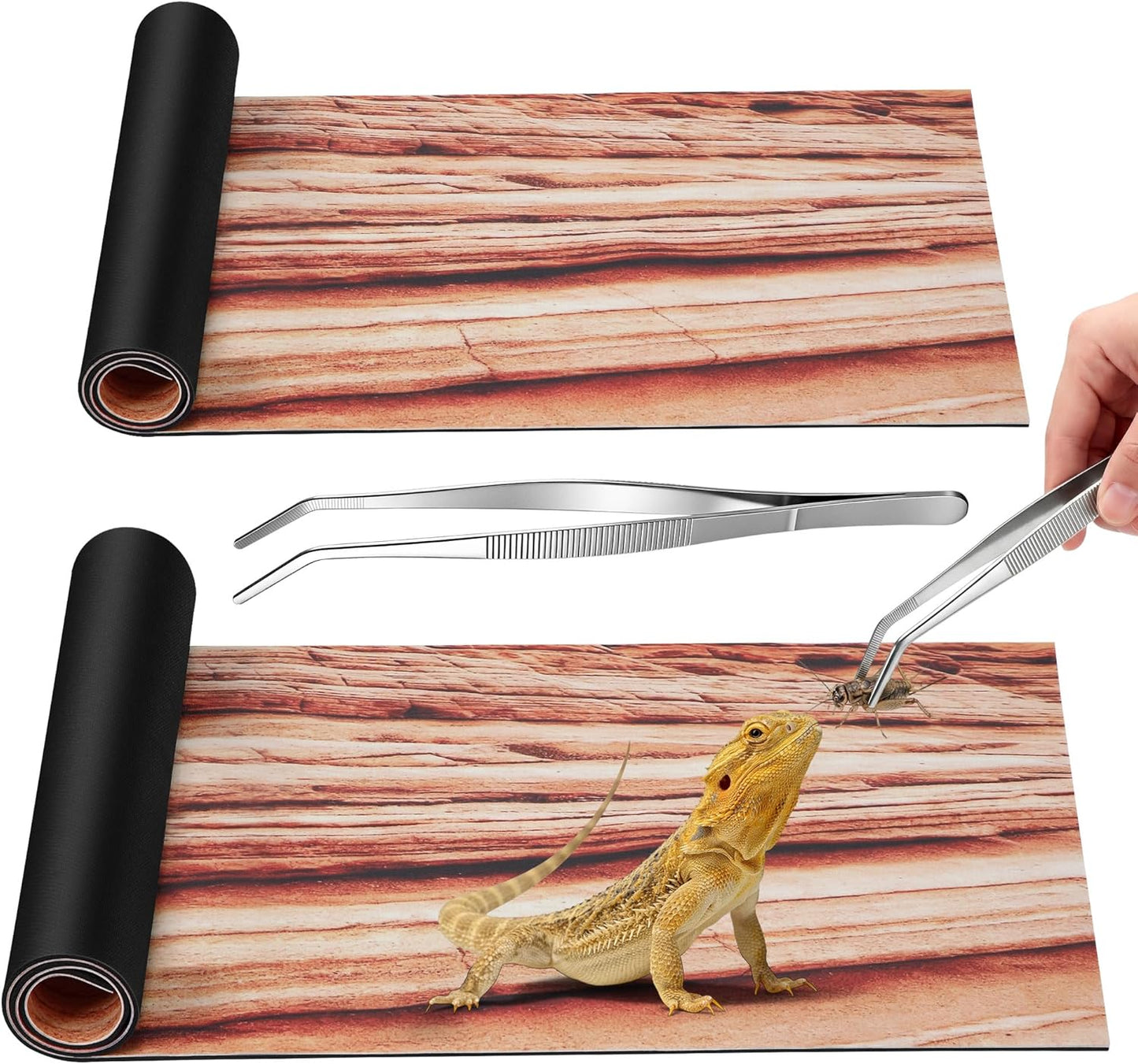 Reptile Carpet 2Pcs 40 Gallon, 36*17in Reptile Mat for Bearded Dragon Tank Accessories, Terrarium Liner Bedding Mat for Lizard, Gecko, Snake, Chameleons, Tortoise with Tweezers Feeding Tong