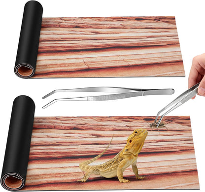Reptile Carpet 2Pcs 40 Gallon, 36*17in Reptile Mat for Bearded Dragon Tank Accessories, Terrarium Liner Bedding Mat for Lizard, Gecko, Snake, Chameleons, Tortoise with Tweezers Feeding Tong
