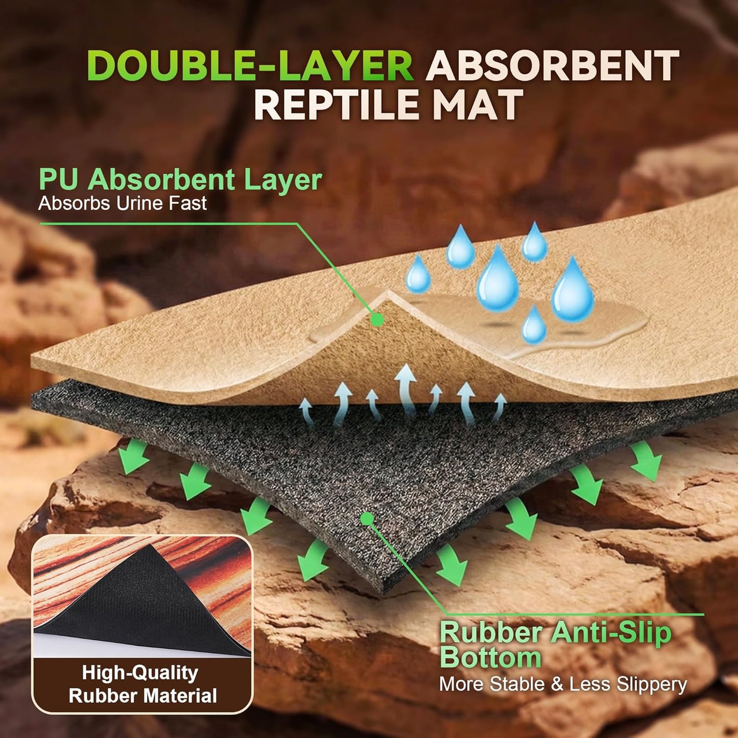 Reptile Carpet 2Pcs 40 Gallon, 36*17in Reptile Mat for Bearded Dragon Tank Accessories, Terrarium Liner Bedding Mat for Lizard, Gecko, Snake, Chameleons, Tortoise with Tweezers Feeding Tong