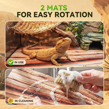 Reptile Carpet 2Pcs 40 Gallon, 36*17in Reptile Mat for Bearded Dragon Tank Accessories, Terrarium Liner Bedding Mat for Lizard, Gecko, Snake, Chameleons, Tortoise with Tweezers Feeding Tong