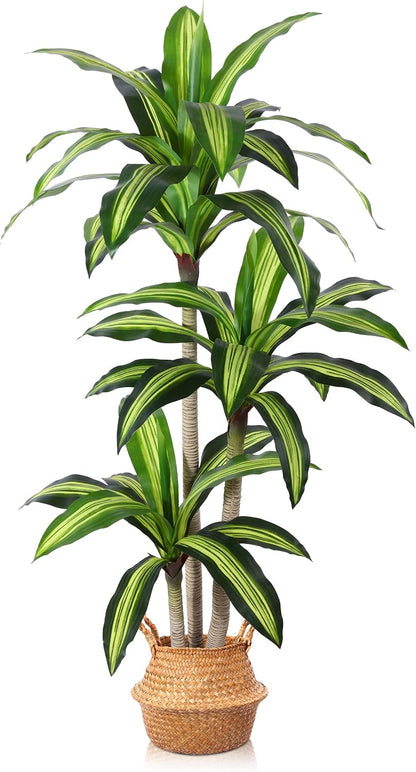 5 Ft Artificial Dracaena Tree，Faux Plants Indoor with Basket