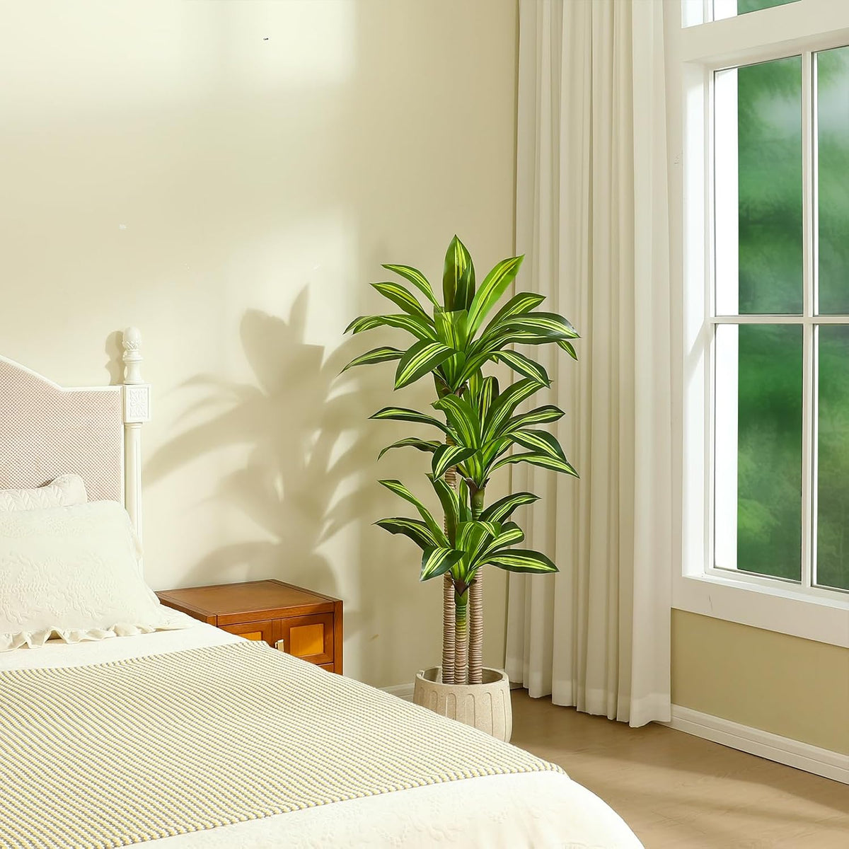 5 Ft Artificial Dracaena Tree，Faux Plants Indoor with Basket