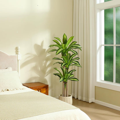 5 Ft Artificial Dracaena Tree，Faux Plants Indoor with Basket