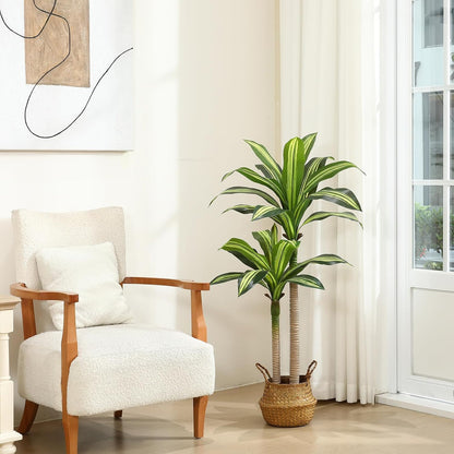 5 Ft Artificial Dracaena Tree，Faux Plants Indoor with Basket