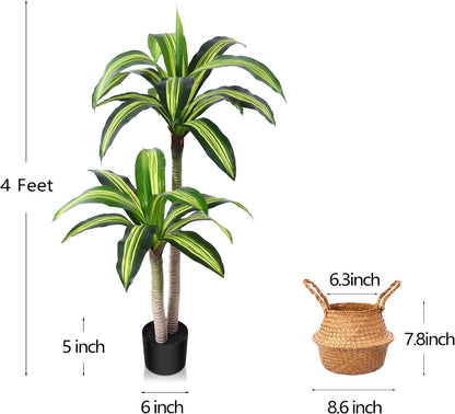 5 Ft Artificial Dracaena Tree，Faux Plants Indoor with Basket