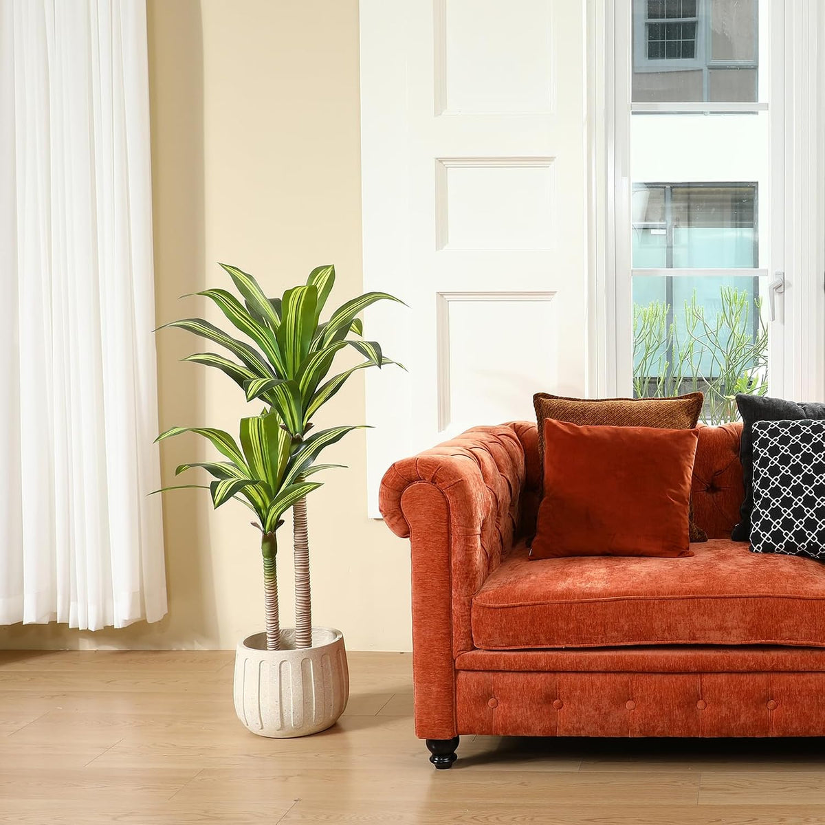 5 Ft Artificial Dracaena Tree，Faux Plants Indoor with Basket