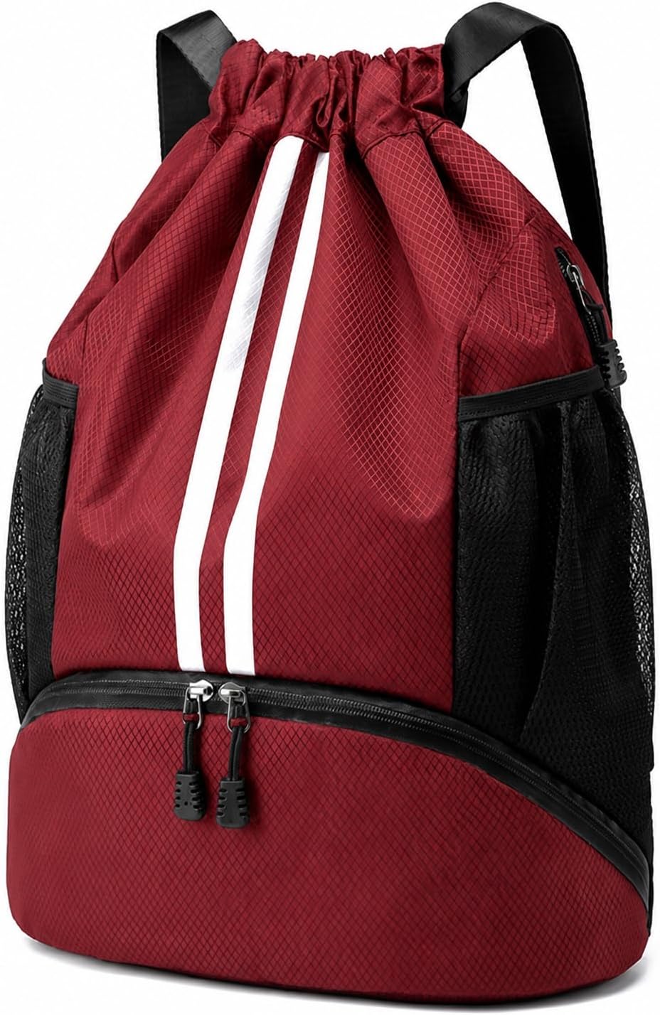 Sports Drawstring Backpack - Swim Gym Bag for Women and Men | String Bag with Shoes Compartment & Wet Proof Pocket, Adjustable Wider Shoulder Strap, For Soccer, Basketball