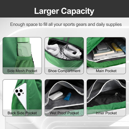 Sports Drawstring Backpack - Swim Gym Bag for Women and Men | String Bag with Shoes Compartment & Wet Proof Pocket, Adjustable Wider Shoulder Strap, For Soccer, Basketball